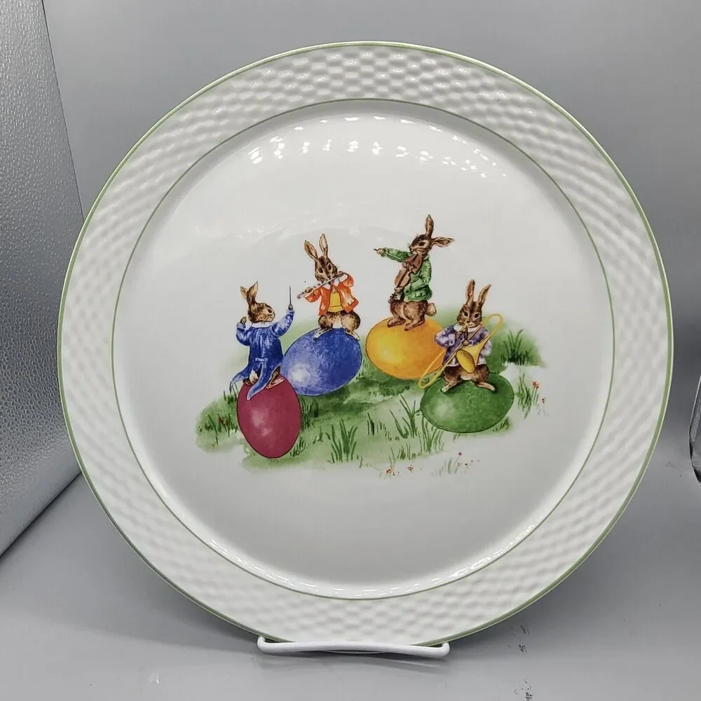 Williams Sonoma Easter Bunny Band Round Serving Platter 13